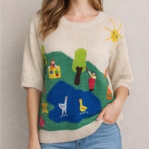 Rosie’s Imports Women’s Size S Vintage Peruvian Arpillera Sweater Hand Made